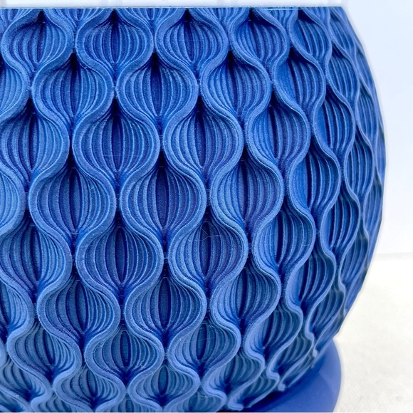 Blue Textured Vase and base 4.5” - Picture 4 of 8